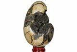 Bargain, Septarian Dragon Egg Geode - Black Crystals #120886-1